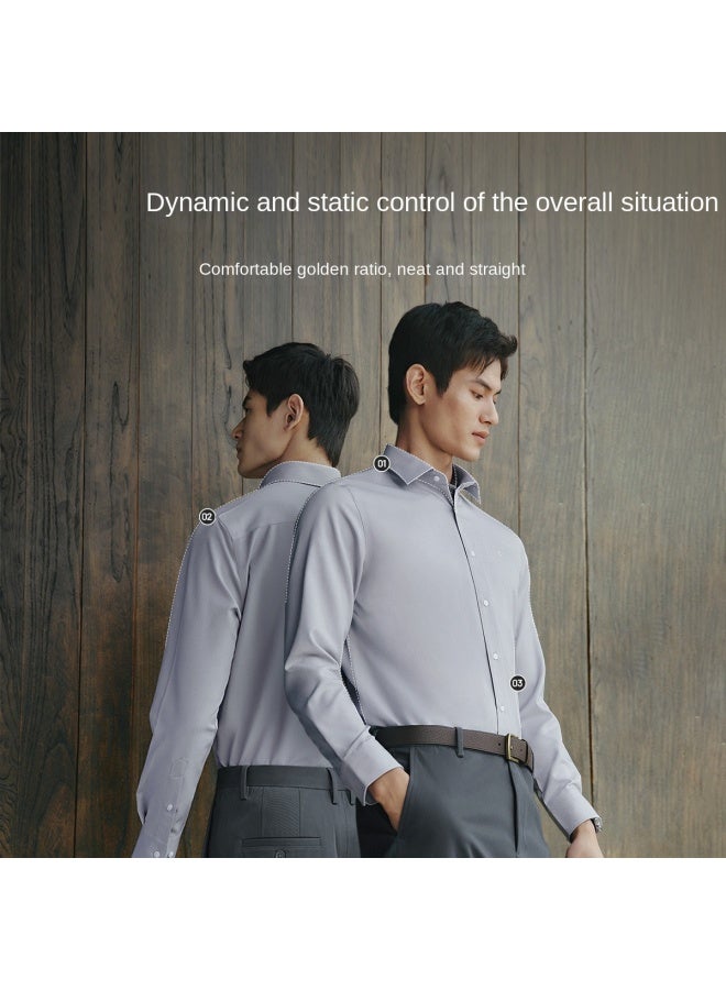 Goldlion 【cloud-touch Shirt】قميص مودال ناعم مقاوم للتجاعيد بأكمام طويلة وقميص عمل ذو لون صلب بتصميم ضيق - Image 2