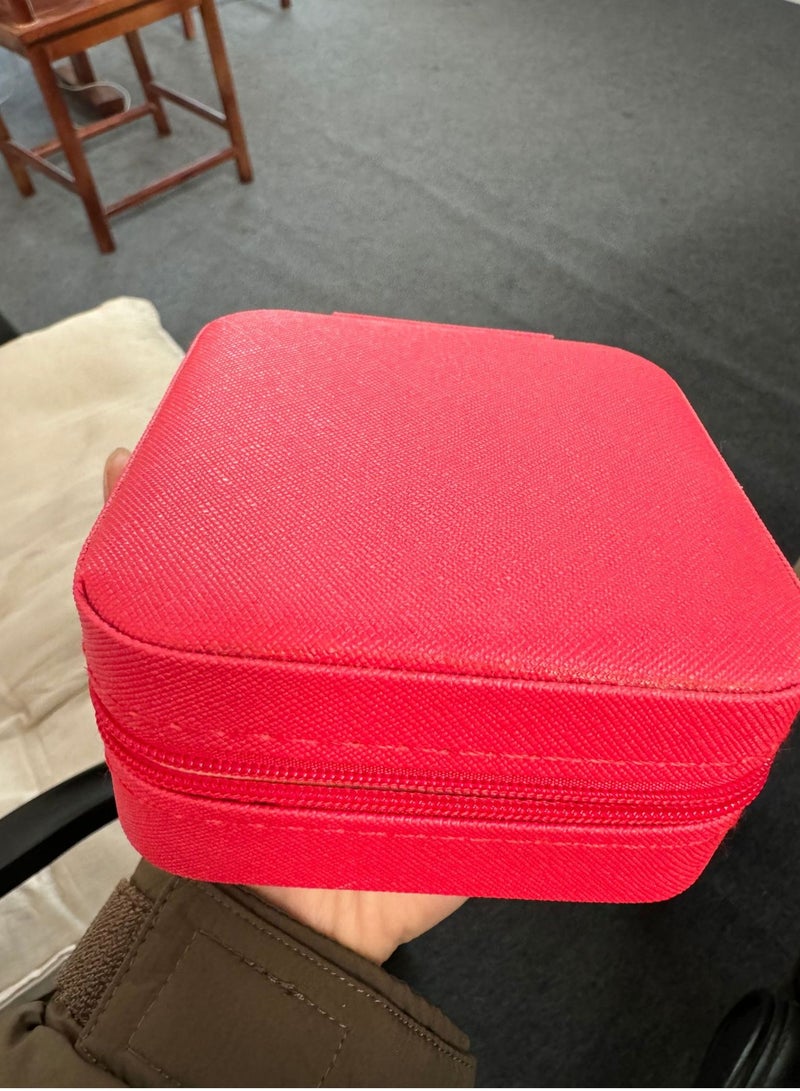 xozgdovg Jewelry box Square stud earrings hand jewelry necklace ring storage box Chinese red 