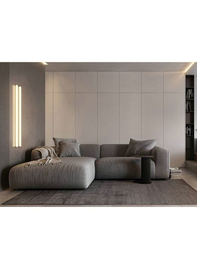 Homzmart Swedish Wood and Linen L-Shape Sofa - Grey - Image 1