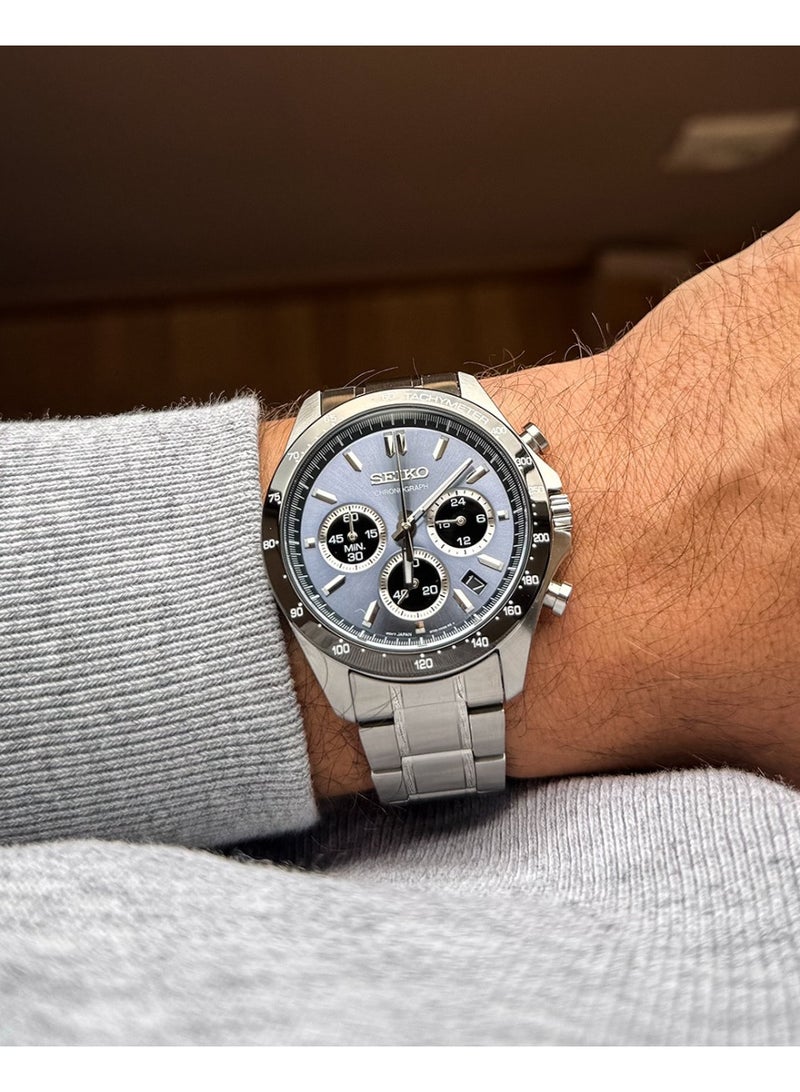 Seiko Spirit Chronograph Blue Panda Dial Stainless Steel Men's Watch SBTR027 - Image 3