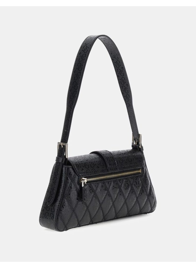 جس حقيبة كتف GUESS Adi بشعار 4G – تصميم مبطّن أنيق باللون الأسود ولمسات ذهبية - Image 2