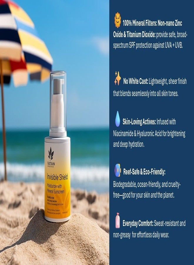 Sustain Mineral Sunscreen Moisturizer - Broad Spectrum SPF with Zinc Oxide, Titanium Dioxide | Hydrating Daily Sun Protection - Image 2