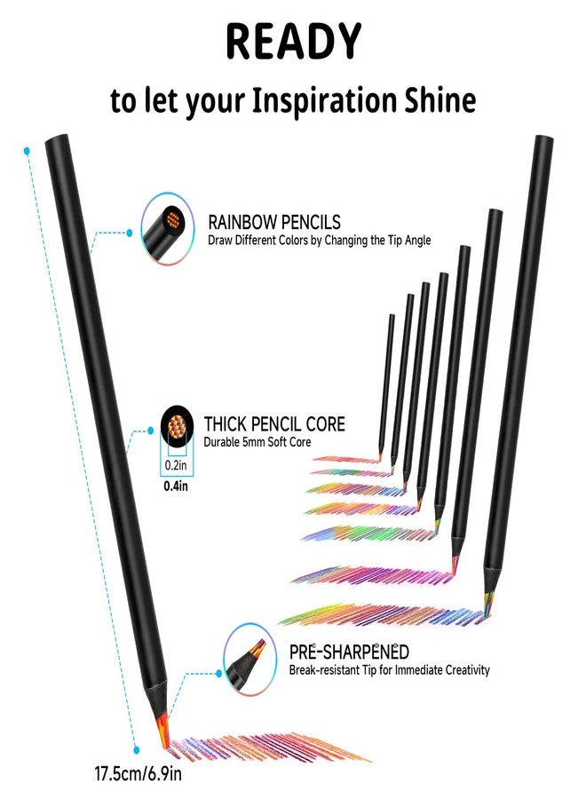 ROCOD Rainbow Pencils, 12 Rainbow Colored Pencils, Fun Pencil, Art Supplies for Kids, Birthday Christmas Gifts for Kid 8-12 Stocking Stuffers Easter Basket - Image 2