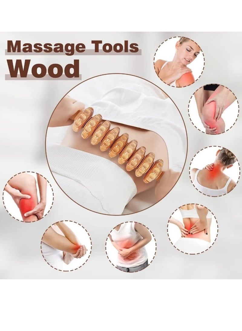 GUDOO 5 Pieces Wood Therapy Kit Massage Tools Maderoterapia Kit Wood Massager Roller Wood Gua Sha Roller Manual Wooden Fascia Massage for Release Cellulite Muscle Blasting Pain Relief Body Sculpting Tools  - Image 2