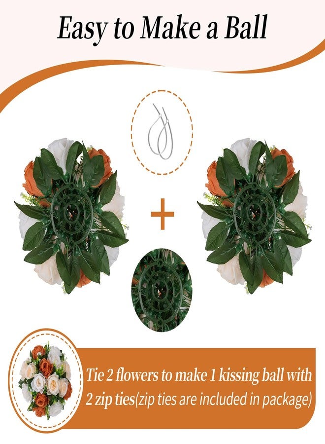 BLOSMON Flower Balls Wedding Rose Centerpieces 10 Pcs Terracotta Fake Flowers Kissing Balls Decor Artificial Floral Arrangements Silk Flower Bouquet with Base Home Party Room Table DIY Decorations - Image 4