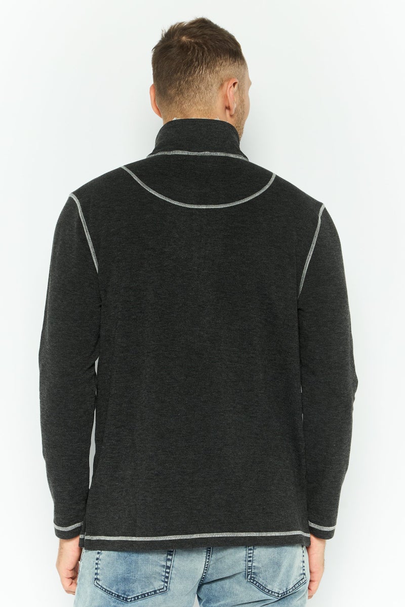TRUE GRIT Men High Neck Heather Long Sleeves Sweatshirt, Charcoal  - Image 4