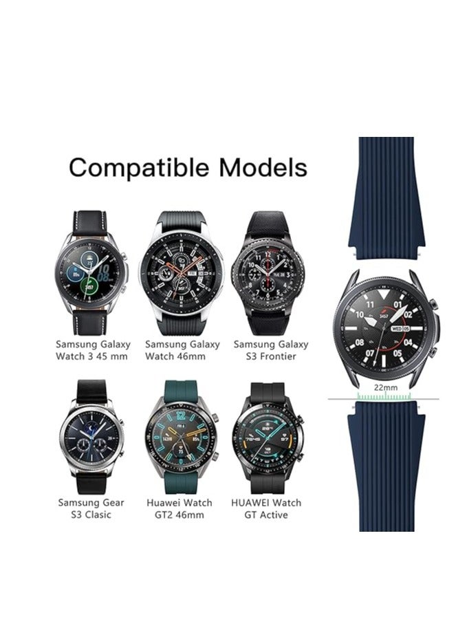 سوار ساعة من السيليكون لساعة سامسونج جالكسي / جير اس 3 بعرض عروة 22 ملم، اساور معصم رياضية بديلة الناعم، محبب عمودي، للرجال والنساء - Image 5