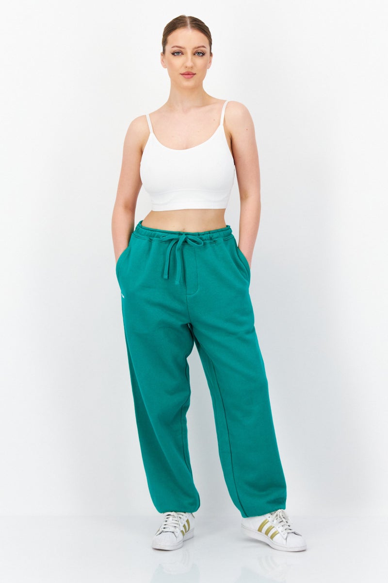 French Connection Women Regular Fit Brand Logo Jogger Pants, Green - Image 4