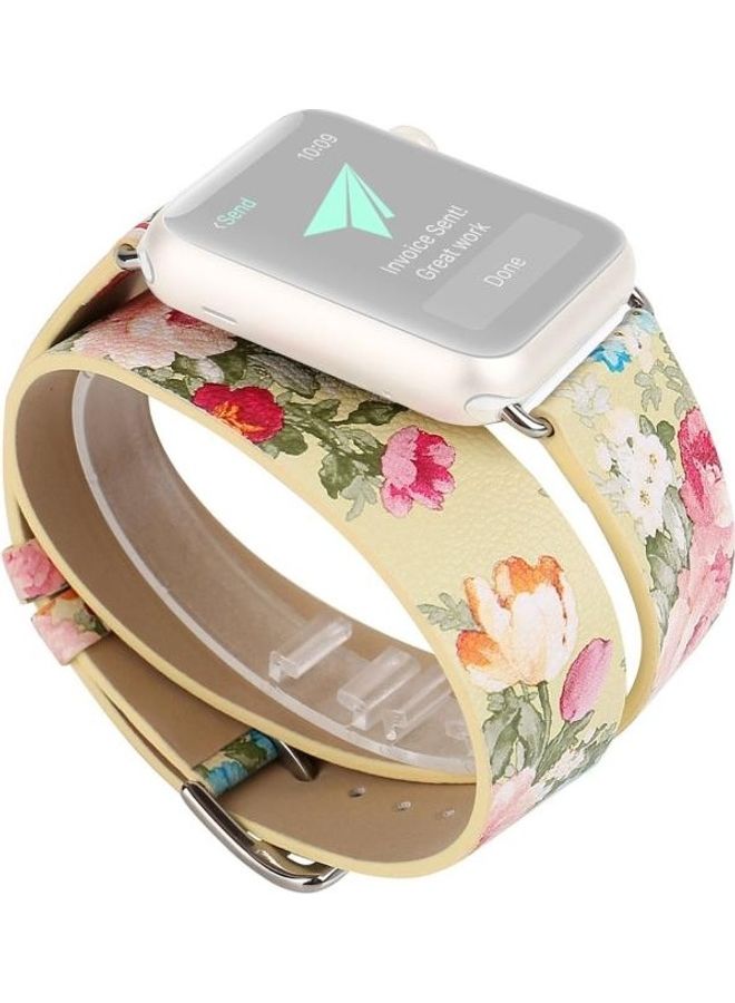 NIBEMINENT Ethnic Replacement Watchband For Apple Watch 1/2/3 38mm Yellow - Image 1