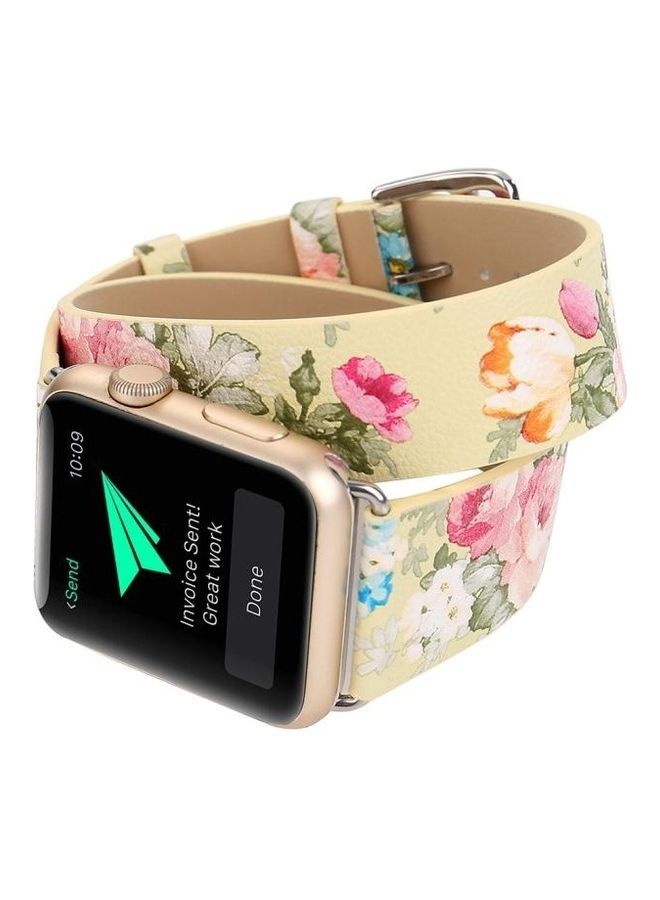 NIBEMINENT Ethnic Replacement Watchband For Apple Watch 1/2/3 38mm Yellow - Image 2