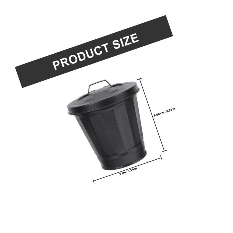 Mini Desktop Wastebasket and Metal Countertop Trash Can Set, 2pcs (White Black) Small Iron Garbage Cans for Home Office Storage - Image 2