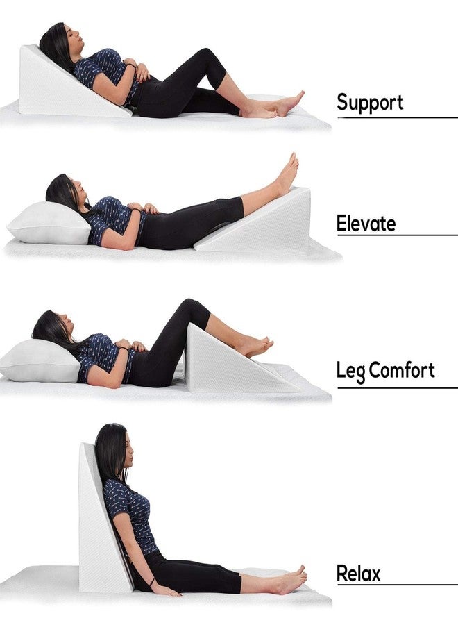 GET IT Wedge Orthopedic Pillow with Detachable Cover Acid Reflux Soft Foam Support for Sleeping,Leg Elevator,Back & Neck Pain Relief (Navy Blue Diamond, 24 inch X 24 inch X 8 Inch) - Image 3