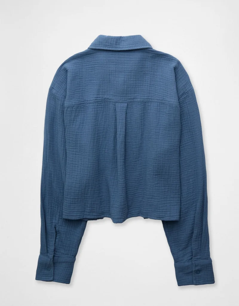 Aerie  Aerie Good Day Cropped Cover Up Shirt for Women | Best Price UAE