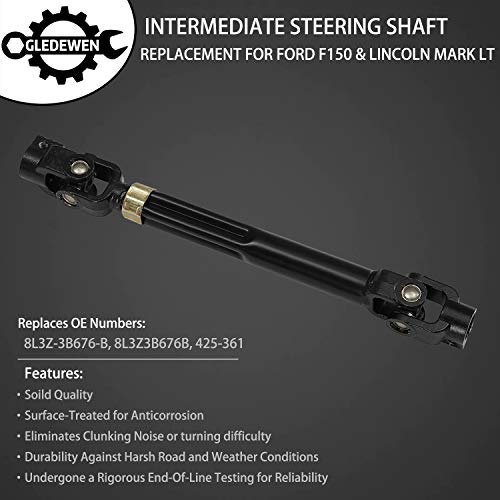 Gledewen Steering Column Lower Intermediate Steering Shaft with U-Joint Coupler | Replacement for 2004-2008 Ford F-150, 2006-2008 Lincoln Mark LT | Replaces# 8L3Z-3B676-B, 8L3Z3B676B, 425-361 - Image 2