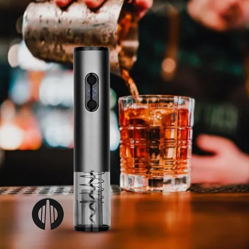 فتاحة زجاجات النبيذ الآلية مع قاطع رقائق الفضة الرمادي سبيكة الألومنيوم مزيل فلين - Image 4