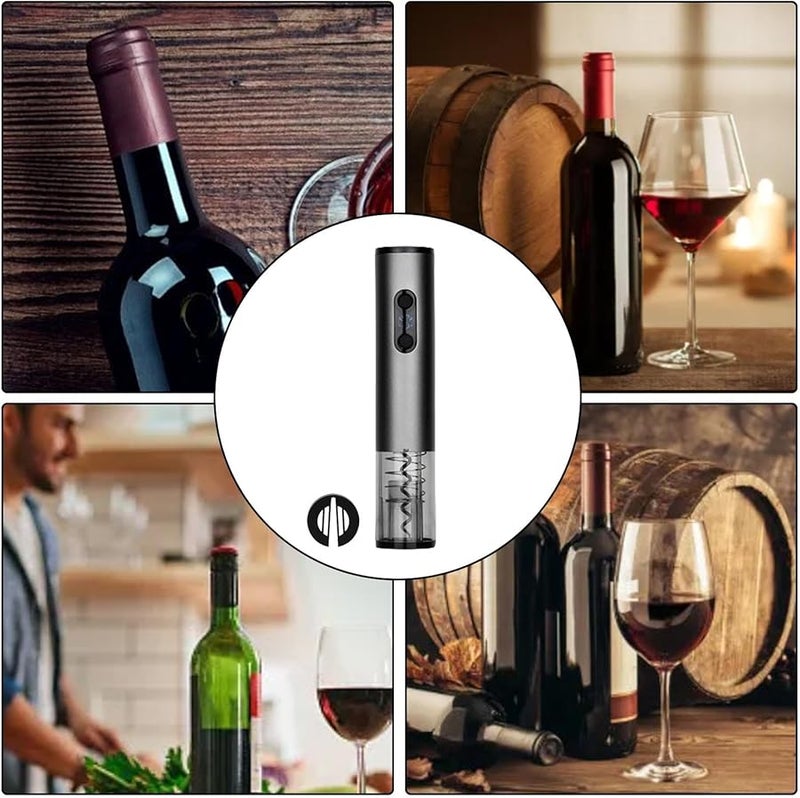 فتاحة زجاجات النبيذ الآلية مع قاطع رقائق الفضة الرمادي سبيكة الألومنيوم مزيل فلين - Image 5