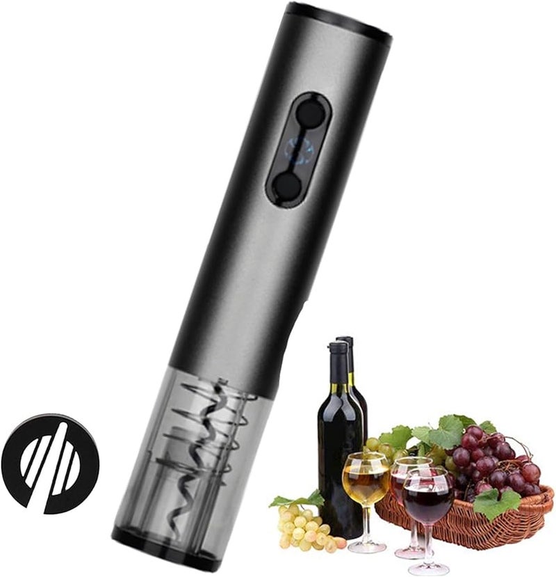 فتاحة زجاجات النبيذ الآلية مع قاطع رقائق الفضة الرمادي سبيكة الألومنيوم مزيل فلين - Image 1