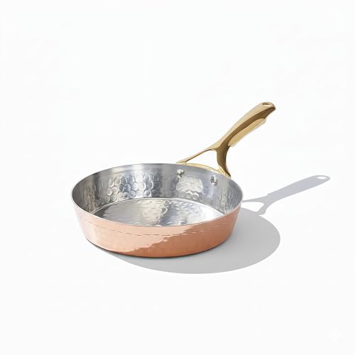 P-TAL Copper Frying Pan with Heat-Resistant Handle | 8.25 Inch Naturally Non-Stick Tin Coated Pan for Healthy Cooking | Traditional Design, Eco-Friendly & Durable Cookware - Image 1