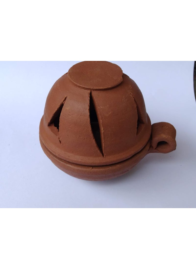 BSD Organics BSD Organics Round Cover Design Aladdin Mud lamp Diya Vilaku Dhibam Pack of 2  - Image 1