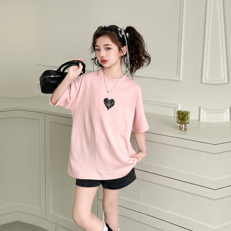 Girls Summer Cotton Short-Sleeved Long T-Shirt Skirt Children'S Loose Western Style Summer Street Top - Image 5