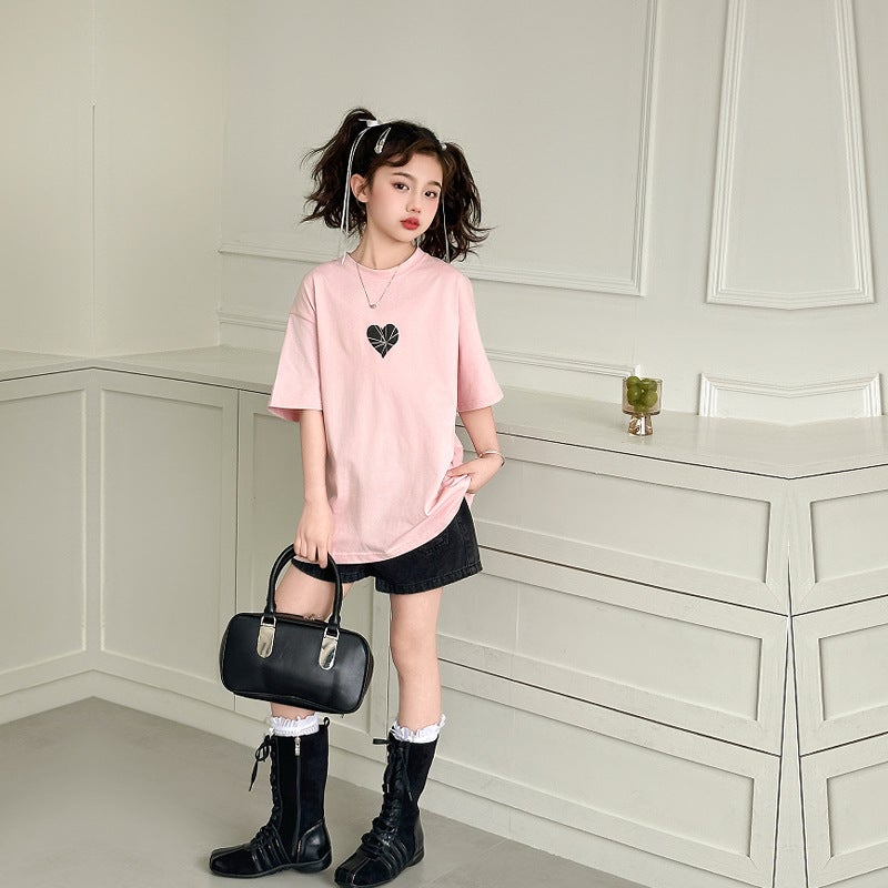 Girls Summer Cotton Short-Sleeved Long T-Shirt Skirt Children'S Loose Western Style Summer Street Top - Image 4