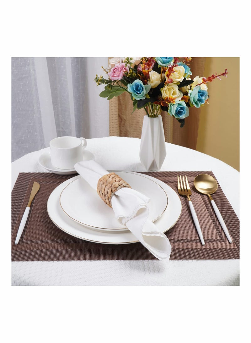 6 قطع حلقة منديل دائرية مصنوعة من الويفي, حوامل منديل من القصب المائي, حلقات منديل يدوية الصنع منسوجة بشكل طبيعي لتزيين حفلات عيد الميلاد والحياة اليومية (قصب مائي) - Image 4