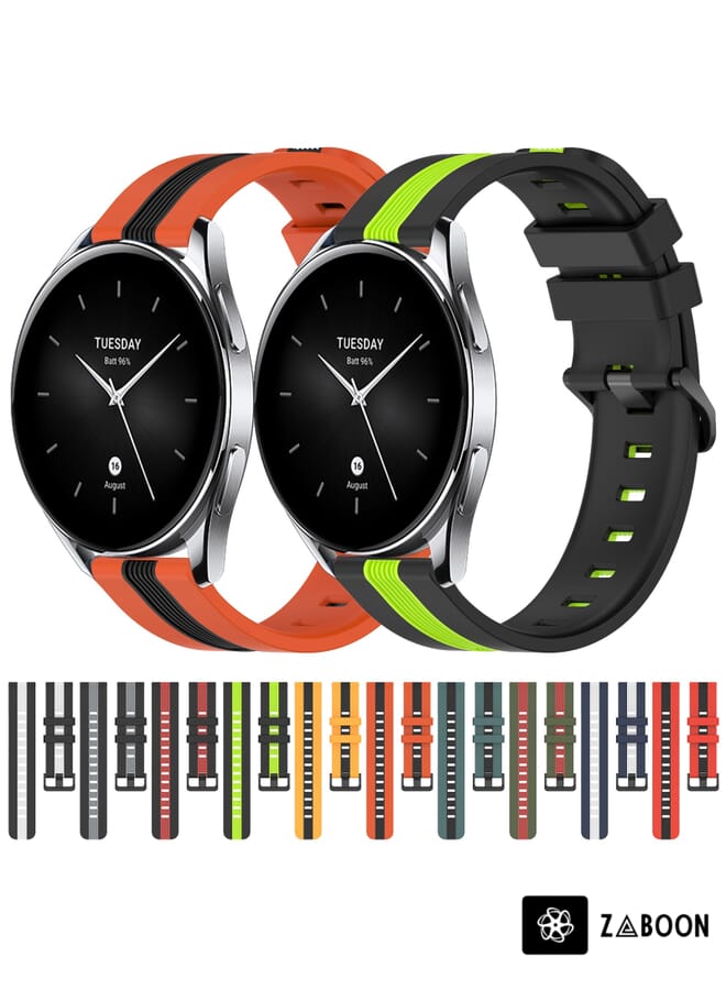Zaboon Watch Band For Xiaomi MI Watch S2 46mm 22mm Vertical Two-Color Silicone - Image 3
