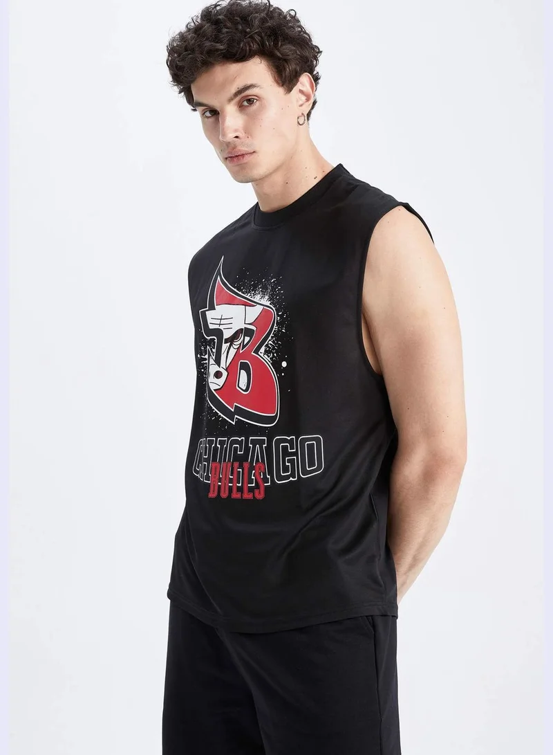 DeFacto Man NBA Chicago Bulls Licenced Oversize Fit Crew Neck Knitted T-Shirt