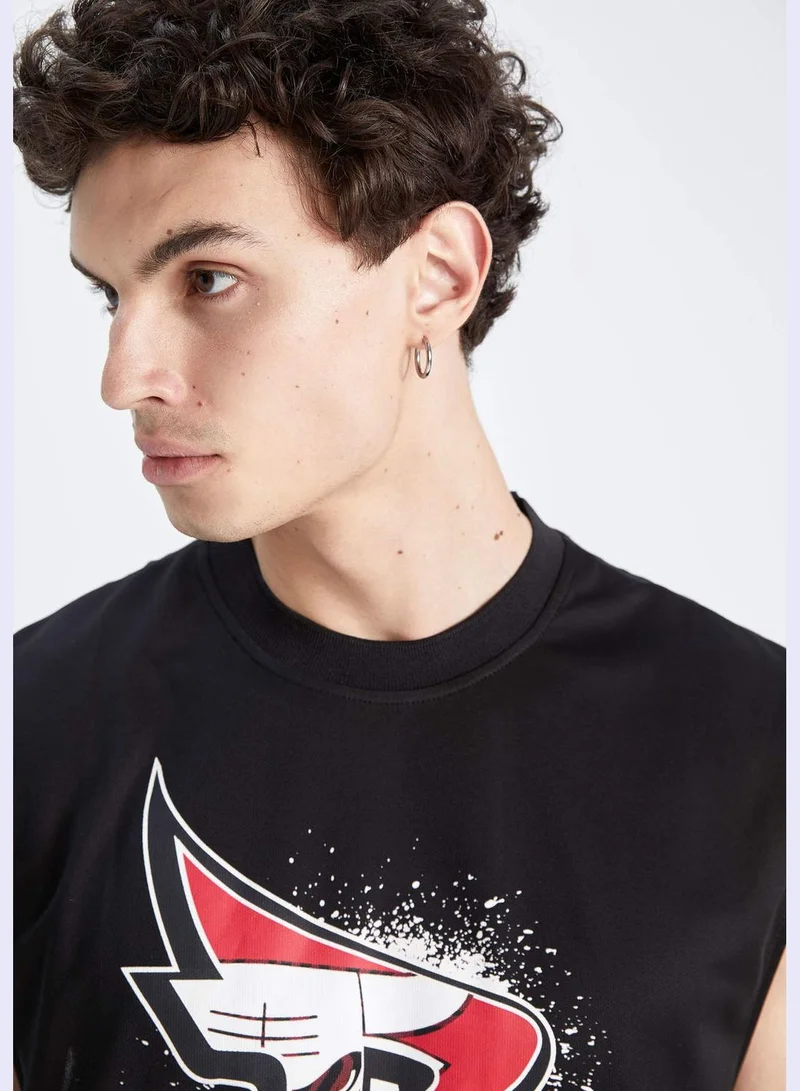 DeFacto Man NBA Chicago Bulls Licenced Oversize Fit Crew Neck Knitted T-Shirt