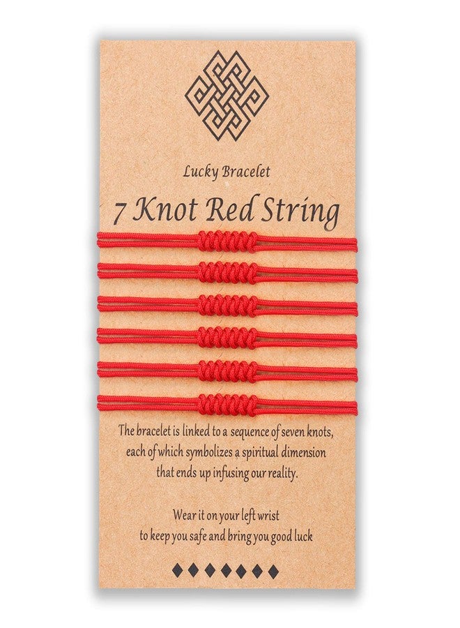 Shonyin Red String Bracelet for Women Protection Good Luck 7 knots Kabbalah Thread Handmade String Bracelets for Women Men Family Friends 6 PCS - Image 1