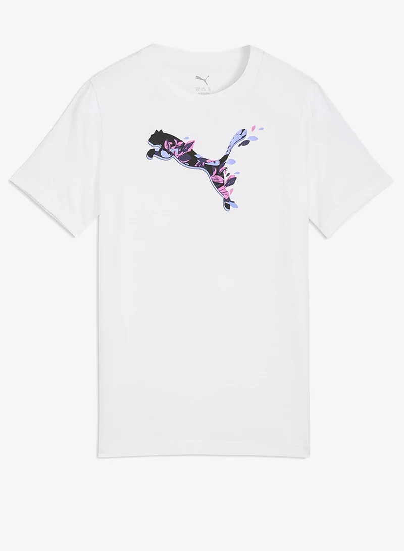 PUMA Youth Graphic Floral Cat T-Shirt