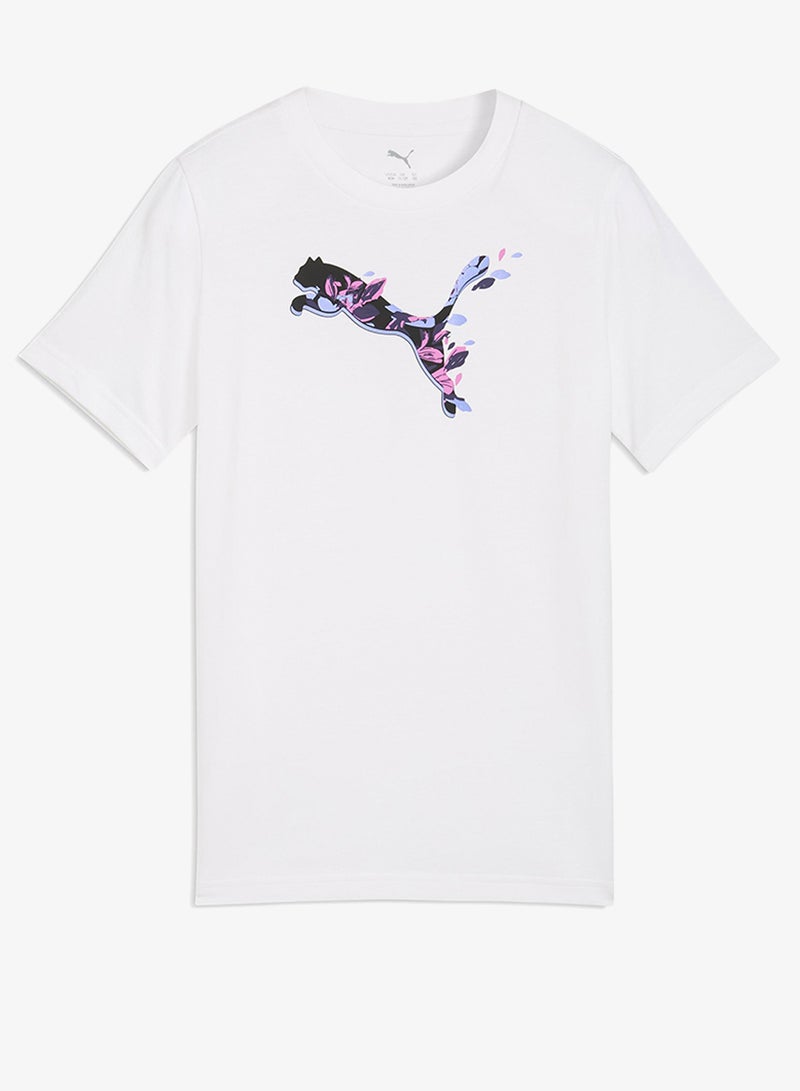 PUMA Youth Graphic Floral Cat T-Shirt - Image 1
