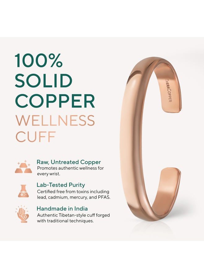 TheraCopper Copper Bracelet for Men & Women — 100% Pure Copper Bracelets — Raw, Solid & Uncoated Authentic Handmade Tibetan Bracelet Cuff Bangles (Plain) - Image 2