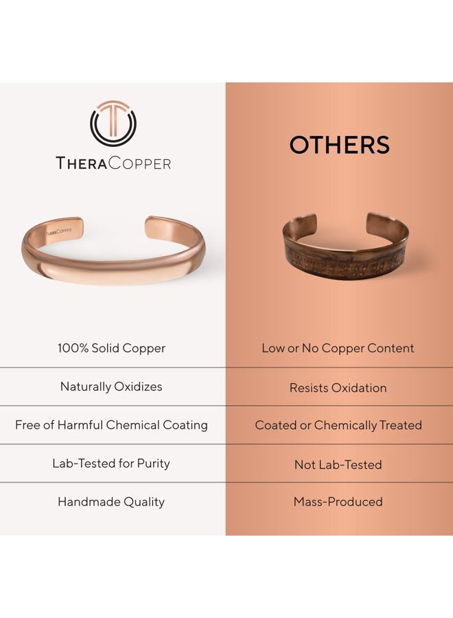 TheraCopper Copper Bracelet for Men & Women — 100% Pure Copper Bracelets — Raw, Solid & Uncoated Authentic Handmade Tibetan Bracelet Cuff Bangles (Plain) - Image 5