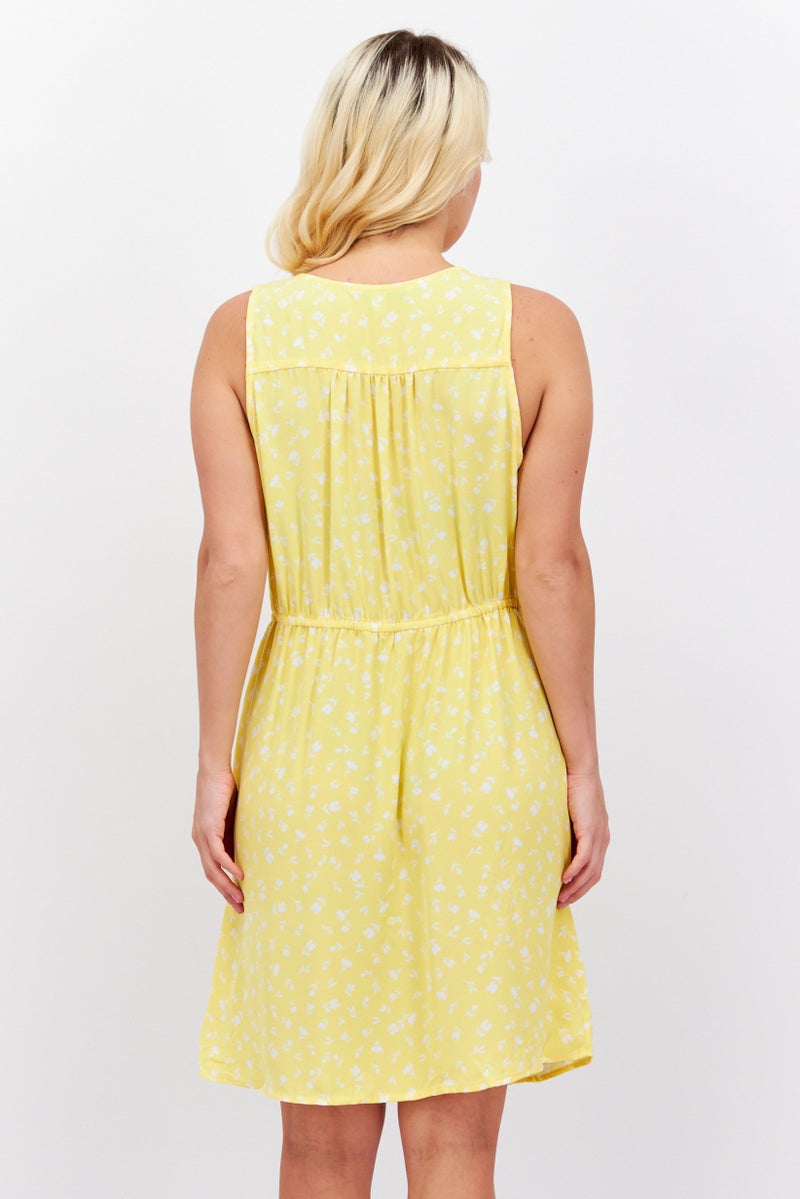 41 Hawthorn Women Floral Print Mini Casual Dress, Yellow - Image 2