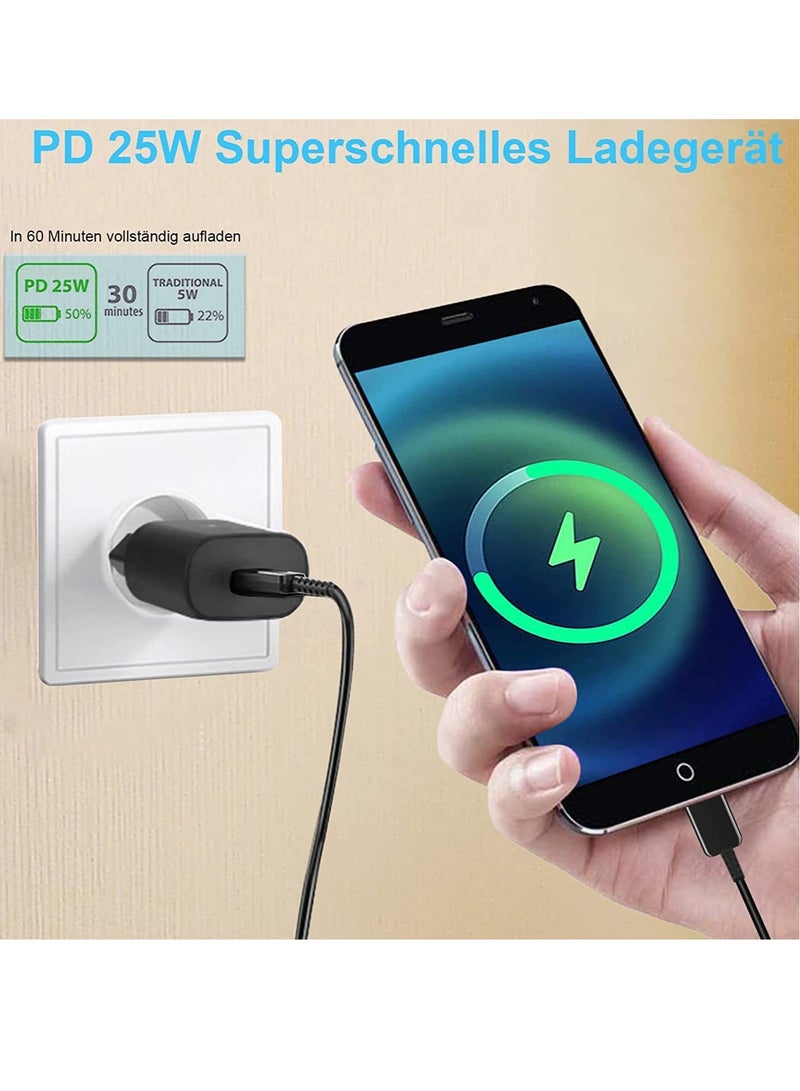 ELTRAZONE Chargeur Rapide USB C 25W, Adaptateur Secteur Ultra Rapide Chargeur USB C pour Samsung S22, S22+, S22 Ultra, S21, S21FE 5G, S20, S20+, S10, S9, S8, A52, A53, PD 3.0 Chargeur Rapide +1,5 M C au  - Image 5
