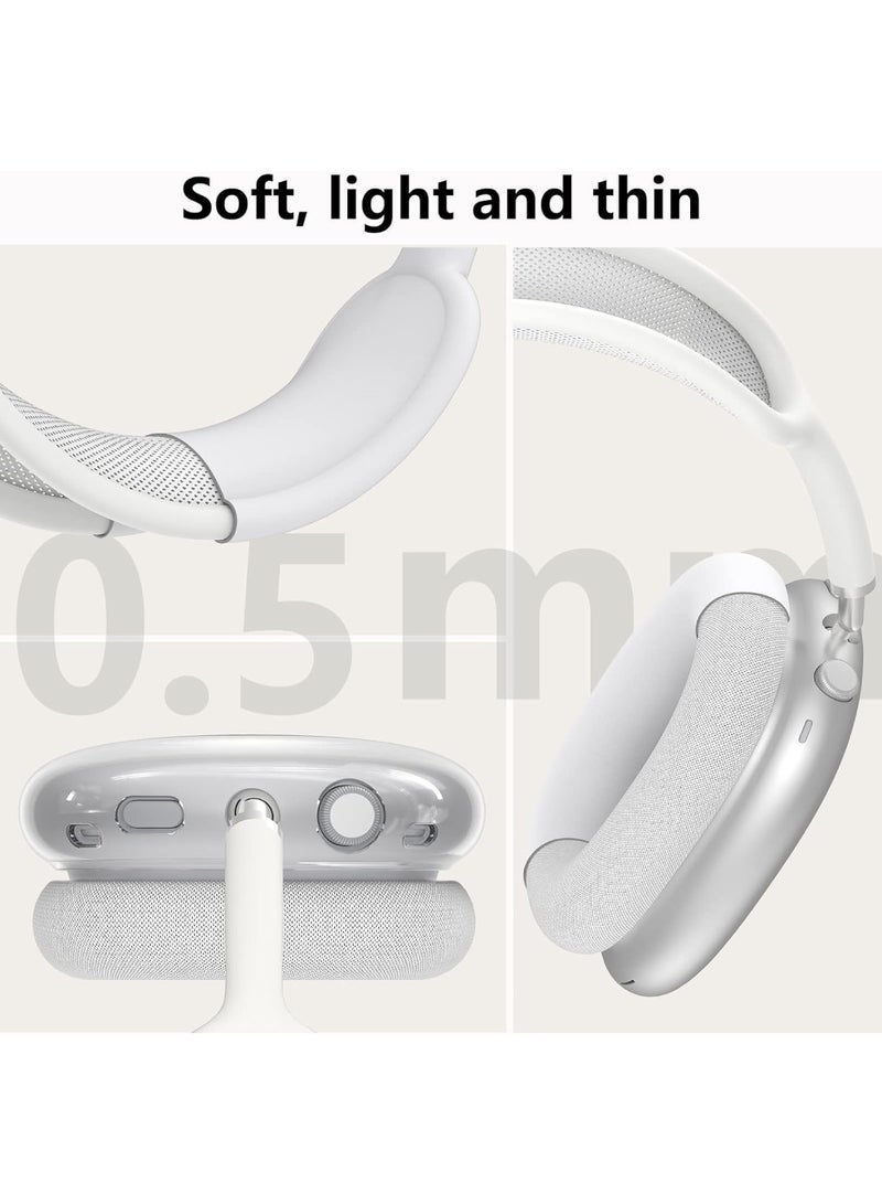 Aookay TPU Case Cover for AirPods Max 2/1 Headphones, Ear Pad Case/Ear Cups Cover/Headband Cover for AirPods Max, Accessories Soft Silicone Skin Protector (Clear White) - Image 4