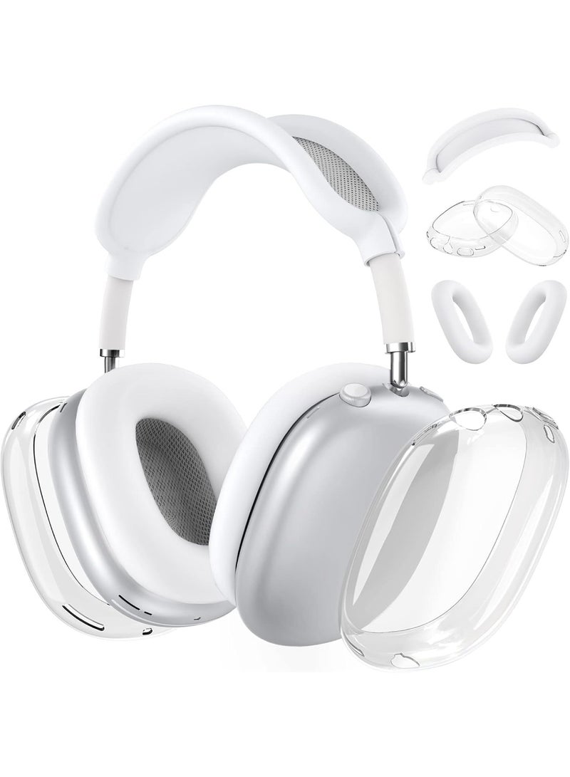 Aookay TPU Case Cover for AirPods Max 2/1 Headphones, Ear Pad Case/Ear Cups Cover/Headband Cover for AirPods Max, Accessories Soft Silicone Skin Protector (Clear White) - Image 1