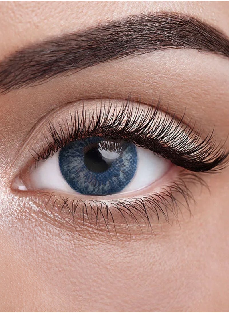 Unibling - Marble Blue Yearly Colored Contact Lenses, Unisex Cosmetic Contact Lenses, Enlargement Collection, Dark Blue, With Case - Image 1