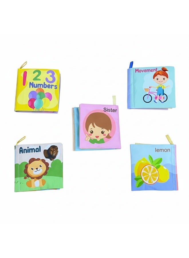 Fabric Books Safe 5-Piece Interactive Set for Babies & Toddlers - Essential Early Learning Toys - Image 1