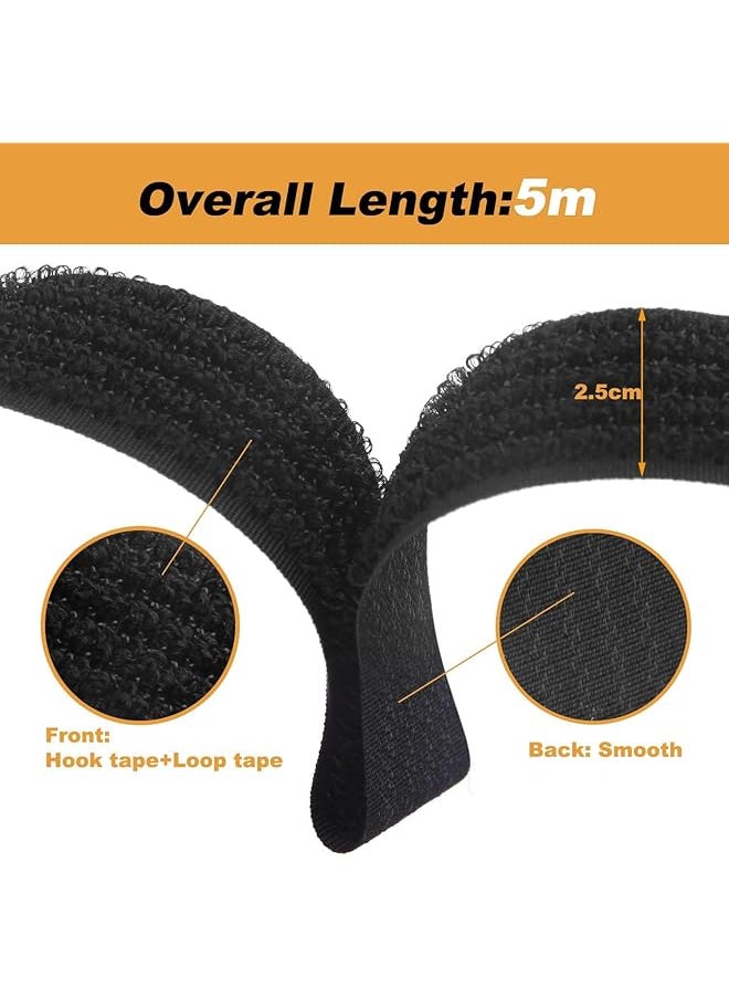 joyzzz - Adjustable Cable Straps 5Cm×5M Wide Cable Ties With 20 Buckles Reusable Fastening Cable Ties Free Cut Length Hook And Loop Securing Strap For Cable Tidy Wire Management Cord Organiser - Image 1
