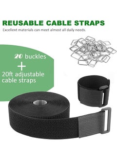 joyzzz Adjustable Cable Straps 5Cm×5M Wide Cable Ties With 20 Buckles Reusable Fastening Cable Ties Free Cut Length Hook And Loop Securing Strap For Cable Tidy Wire Management Cord Organiser  - Image 5