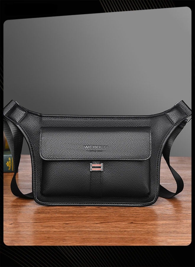 WEIXIER Men Retro Chest Bag PU Lether Water-Repellent and Wear-resistant Crossbody Bag with Adjustable Straps - Image 3