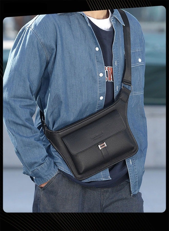 WEIXIER Men Retro Chest Bag PU Lether Water-Repellent and Wear-resistant Crossbody Bag with Adjustable Straps - Image 2