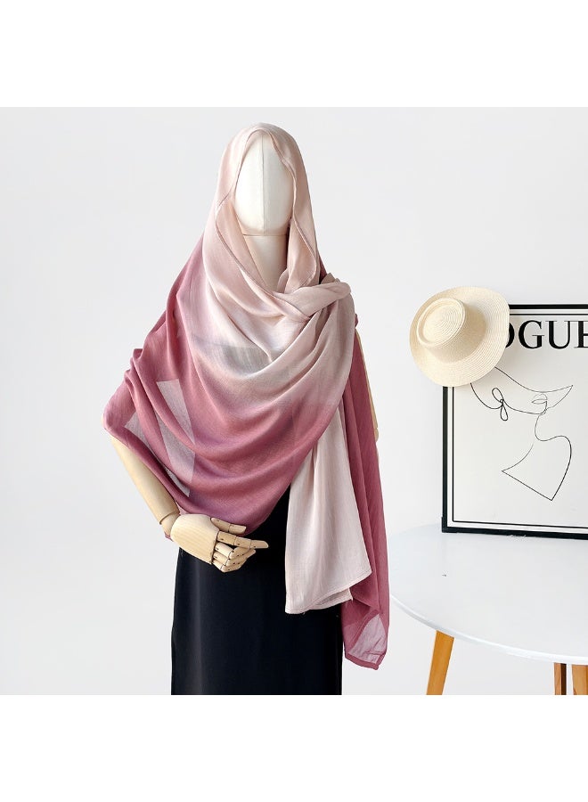 180x90cm Elegant Gradient Shawl Scarf - White and Pink Gradient Lightweight Chiffarob, Versatile Hijab, Prayer Shawl, Abaya Wrap for Women