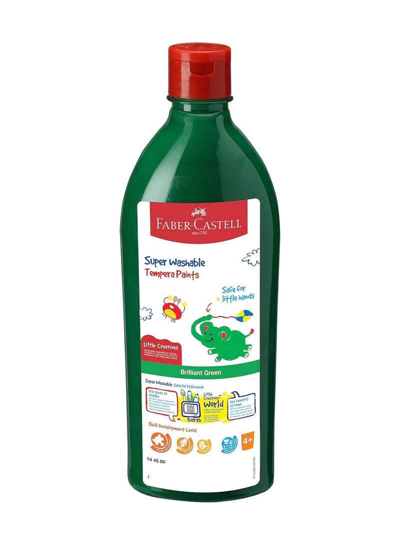 FABER-CASTELL 1-Piece Super Washable Ready Mix Temepra Paints 500ml Content Brilliant Green - Image 1