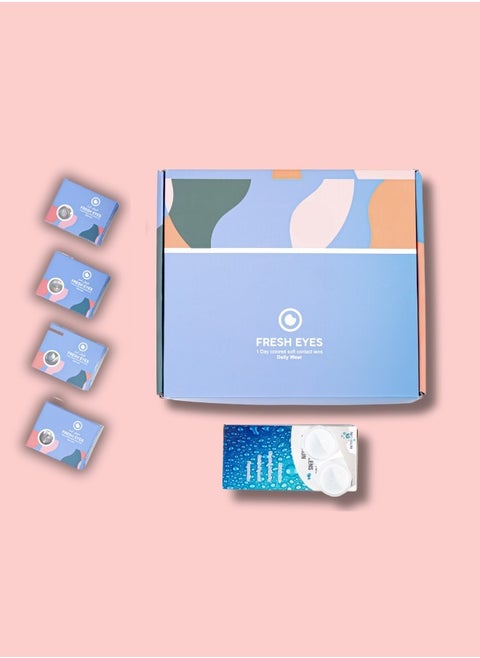 Pack of 4 Daily Color Contact Lenses with 60ml Lens Solution and Lens Case