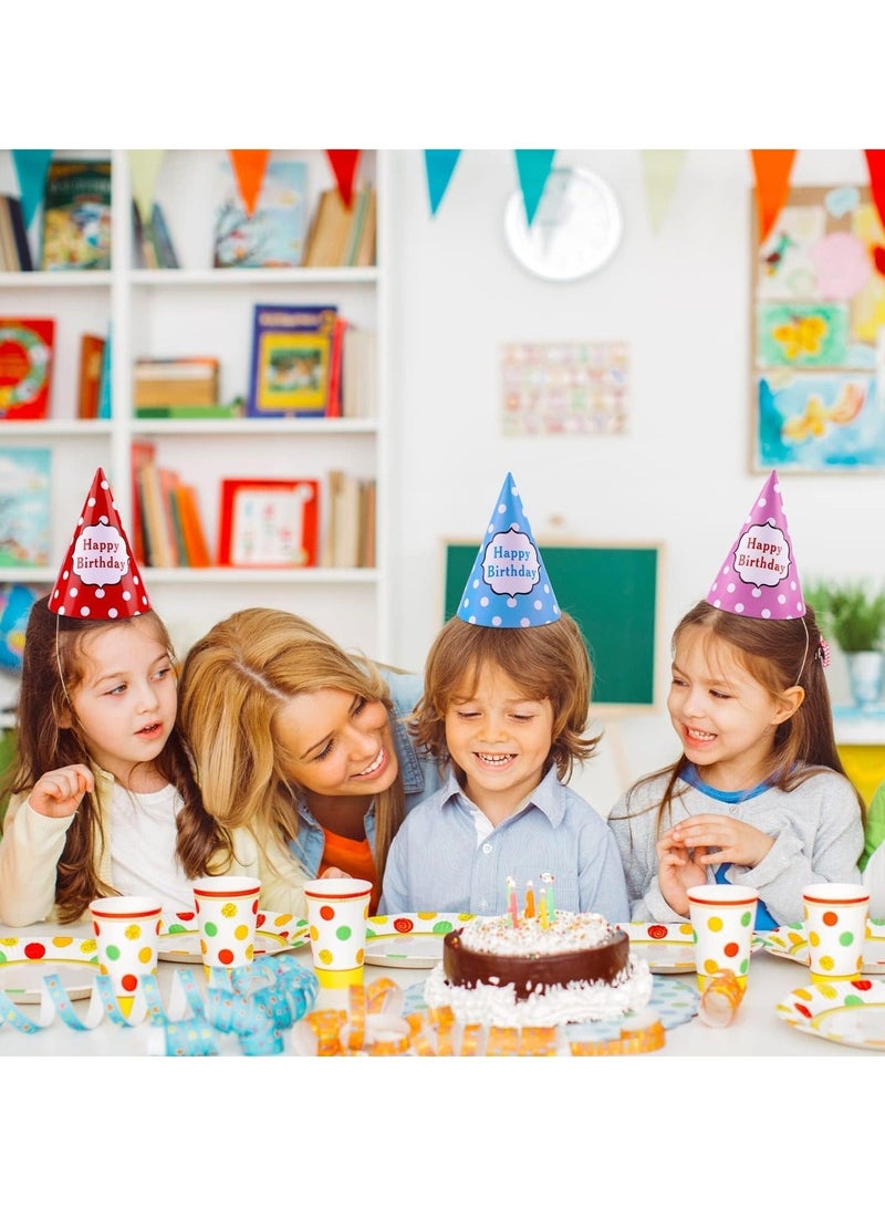 Captaintech 24 Pcs Birthday Party Hats Colorful Cone Paper Art Craft Caps Rainbow Supplies for Kids Adults - Image 4