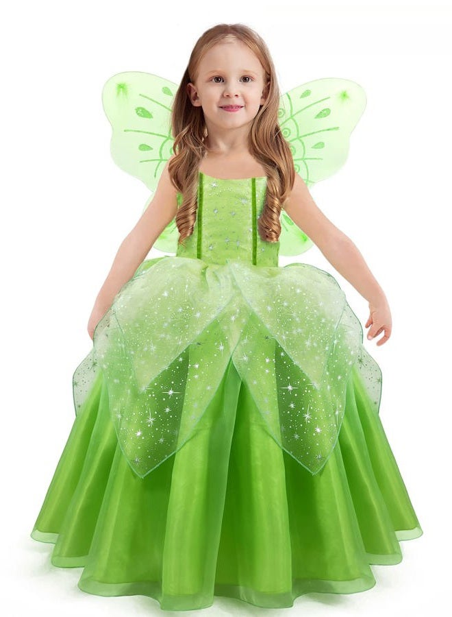 Axaxa Tinker Bell Halloween Costumes for Baby Girls Girls Fairy Costume Tinkerbell Costume for Girls Include Wings 2-11T - Image 1