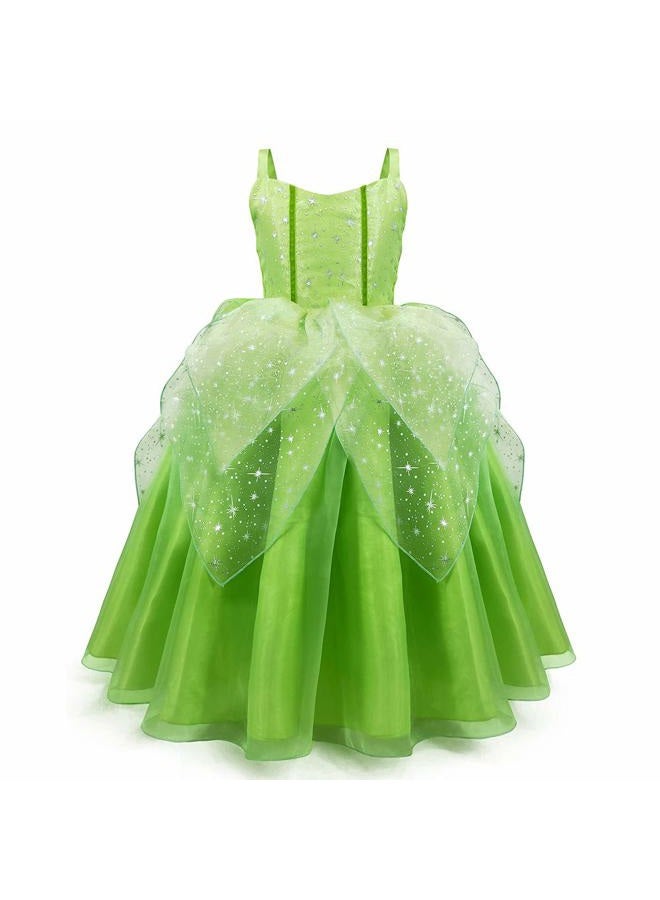 Axaxa Tinker Bell Halloween Costumes for Baby Girls Girls Fairy Costume Tinkerbell Costume for Girls Include Wings 2-11T - Image 2